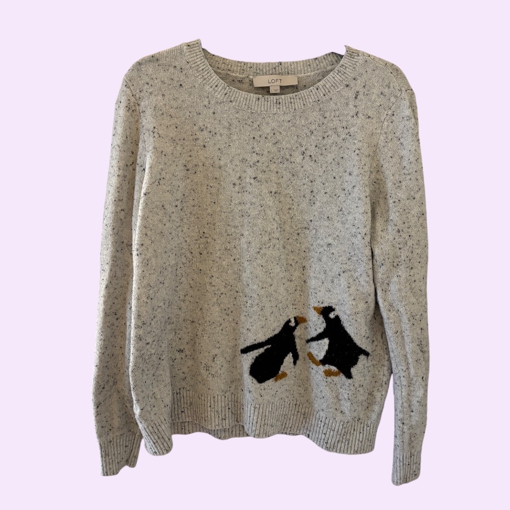 LOFT Gray Penguin Sweater